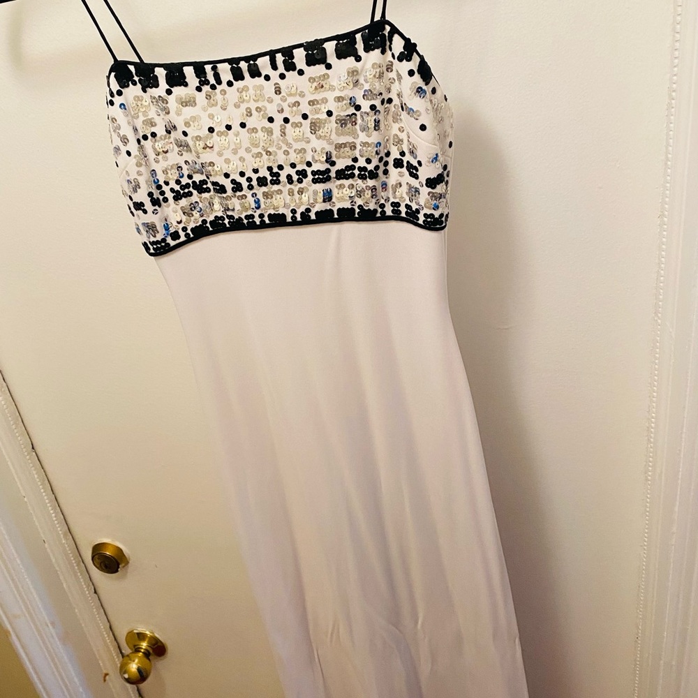 White evening gown with sequence top -Size 6